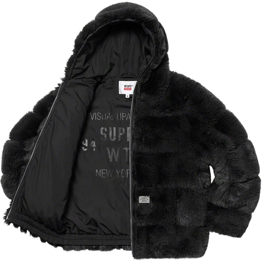 Details on Supreme WTAPS Faux Fur Hooded Jacket Black from fall winter
                                                    2021 (Price is $448)