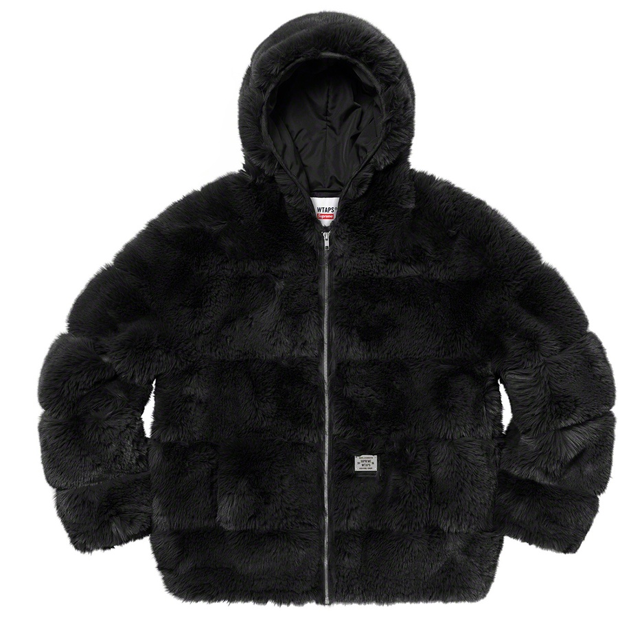 Details on Supreme WTAPS Faux Fur Hooded Jacket Black from fall winter 2021 (Price is $448)