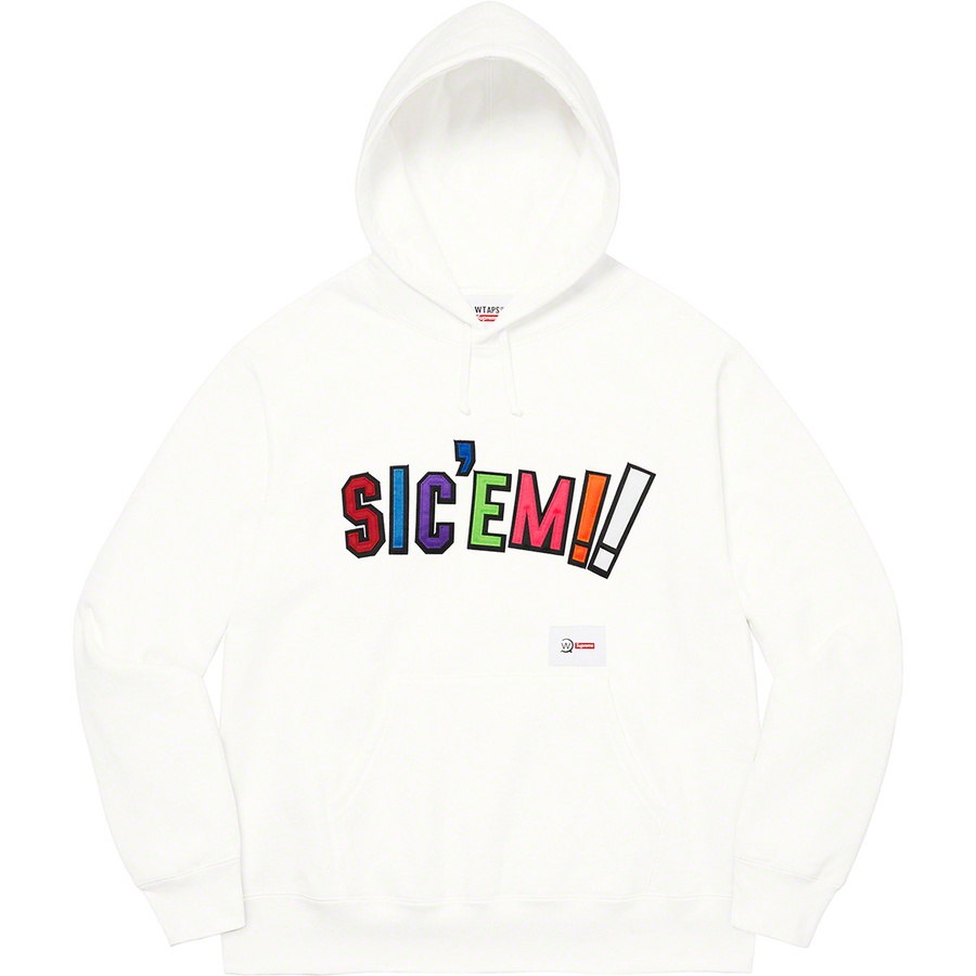 Details on Supreme WTAPS Sic’em! Hooded Sweatshirt White from fall winter
                                                    2021 (Price is $168)