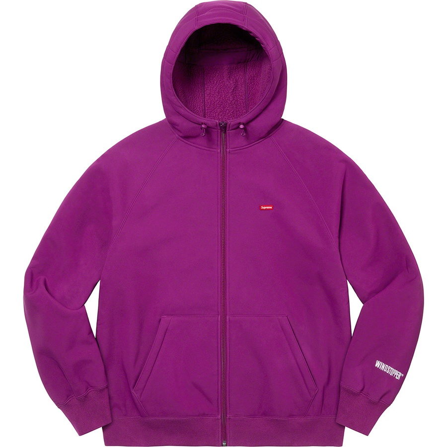 Details on WINDSTOPPER Zip Up Hooded Sweatshirt Purple from fall winter 2021 (Price is $198)