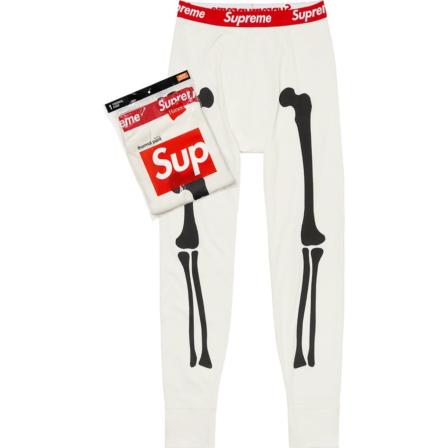 Details on Supreme Hanes Bones Thermal Pant (1 Pack) Natural from fall winter 2021 (Price is $32)