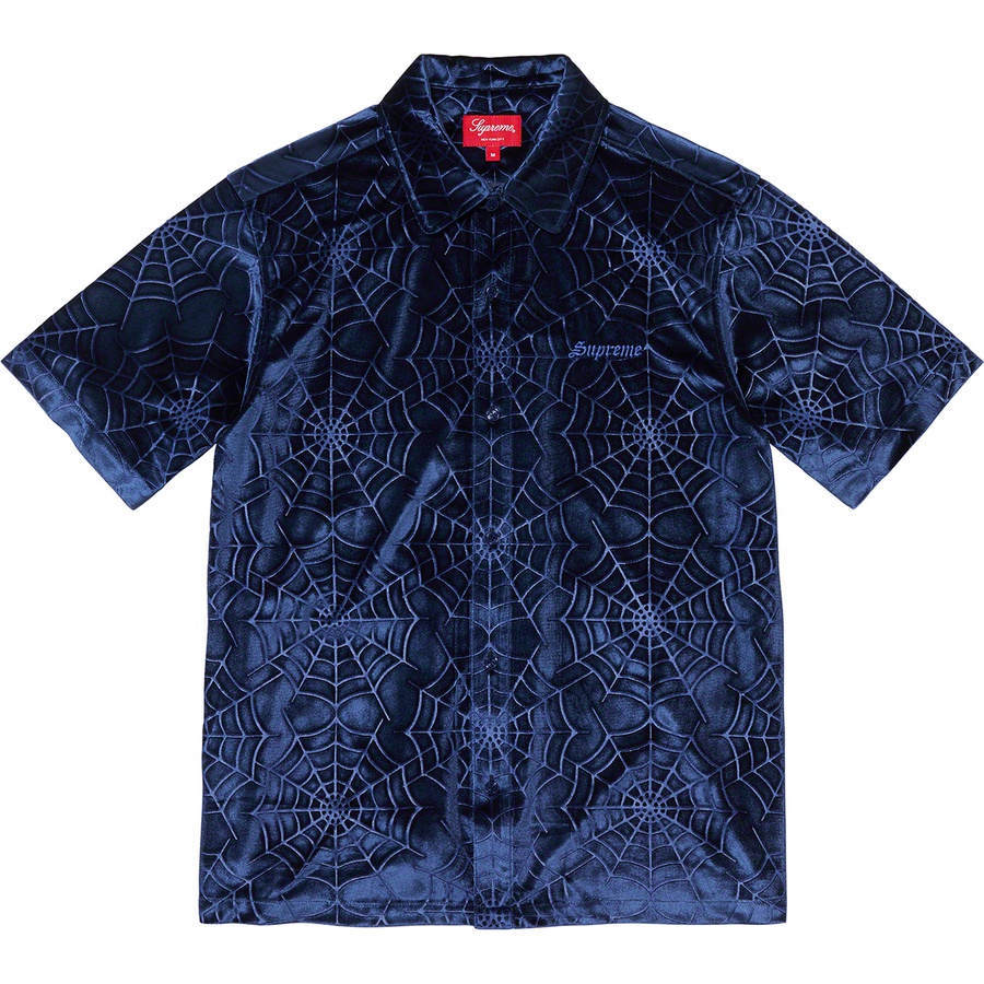 Details on Spider Web Velvet S S Shirt Navy from fall winter
                                                    2021 (Price is $138)