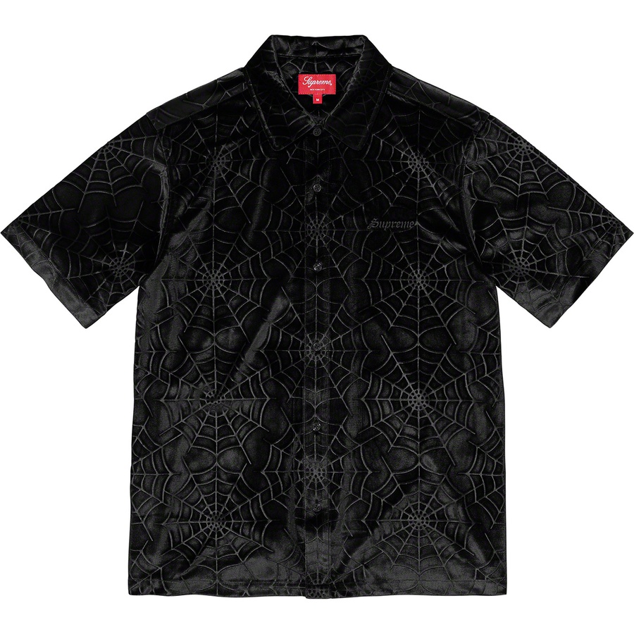 Details on Spider Web Velvet S S Shirt Black from fall winter 2021 (Price is $138)