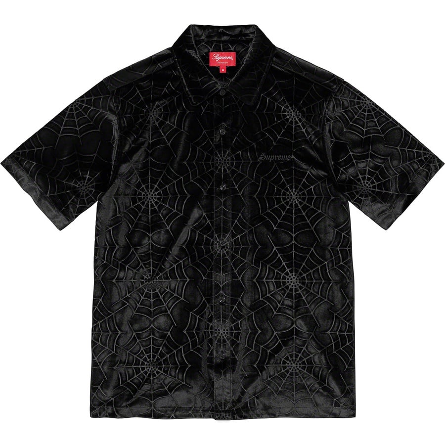 Supreme Spider Web Velvet S S Shirt (FW21) - Black - $138
