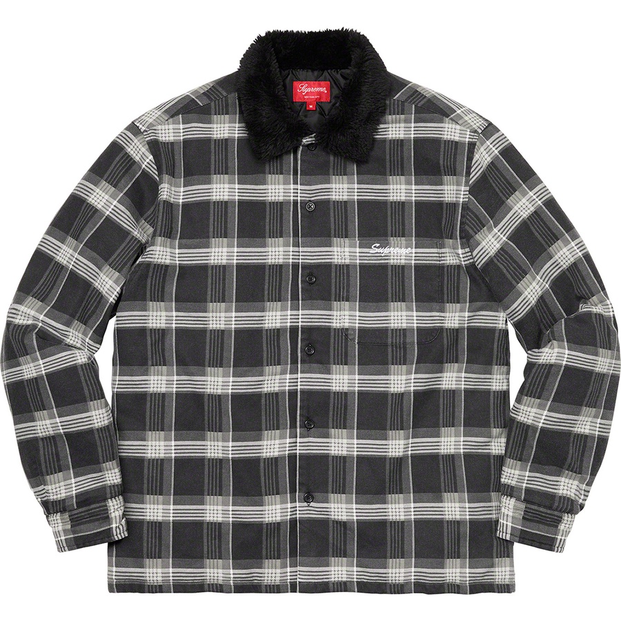 Supreme Faux Fur Collar Flannel Shirt (FW21) - Black - $148