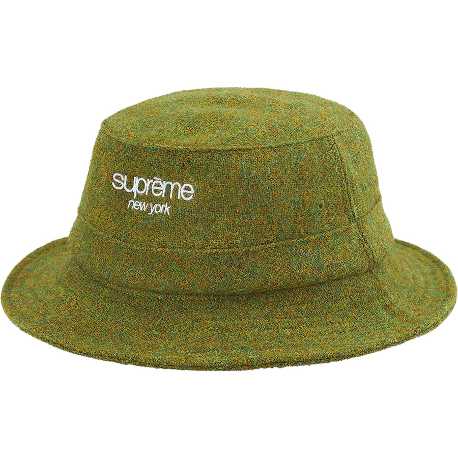 Details on Harris Tweed Classic Logo Crusher Olive from fall winter 2021 (Price is $60)