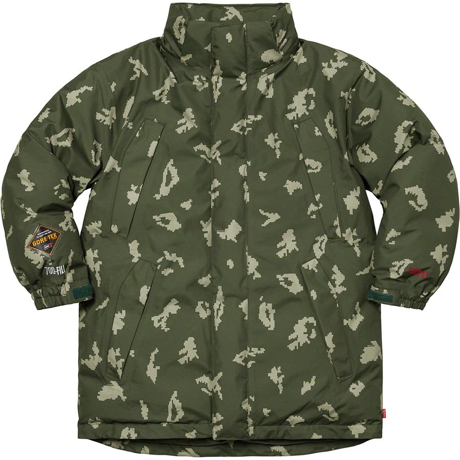 Details on GORE-TEX 700-Fill Down Parka Olive Russian Camo from fall winter
                                                    2021 (Price is $568)