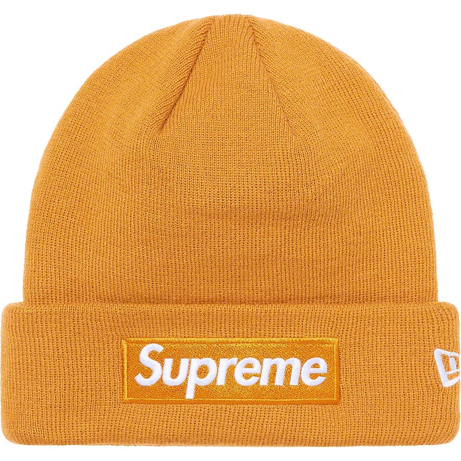 Details on New Era Box Logo Beanie Light Mustard from fall winter 2021 (Price is $38)