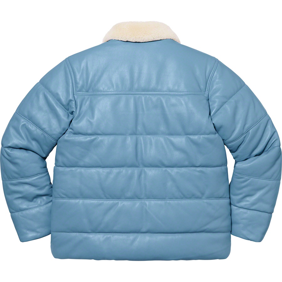 Supreme Supreme Schott Shearling Collar Leather Puffy Jacket (FW21) - Light Blue - $948