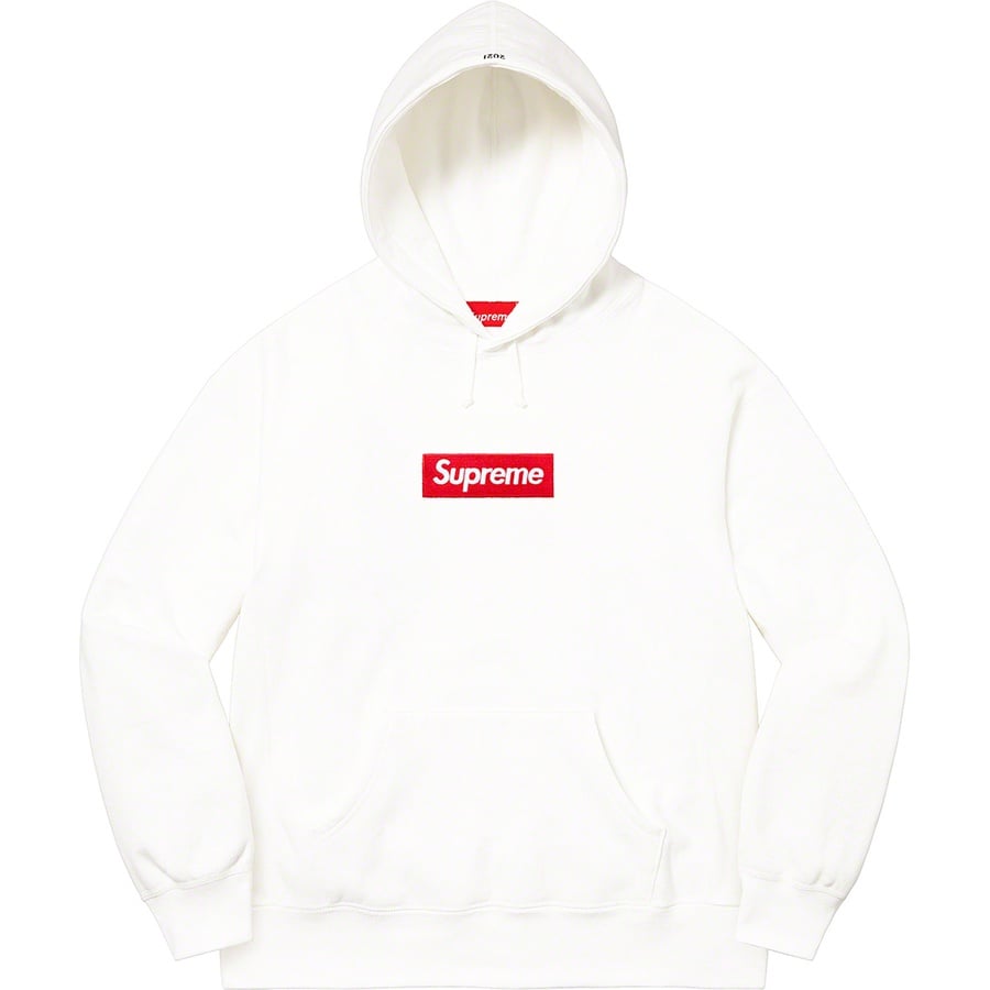 Details on Box Logo Hooded Sweatshirt White from fall winter 2021 (Price is $168)