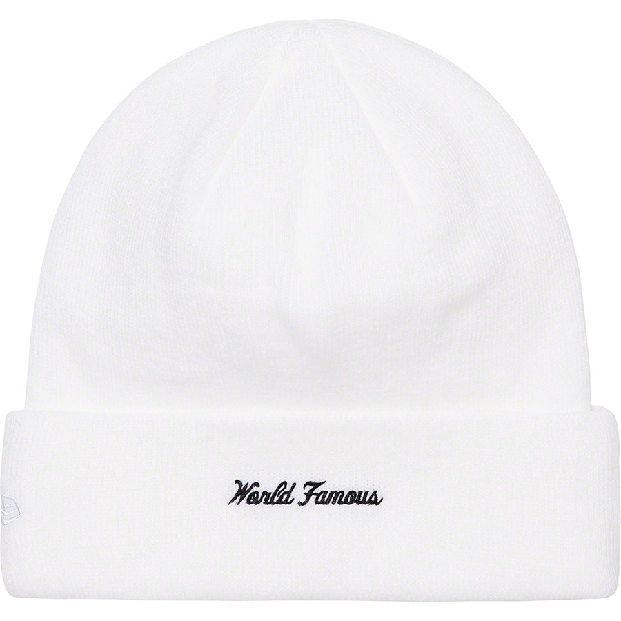 Details on New Era Box Logo Beanie White from fall winter 2021 (Price is $38)