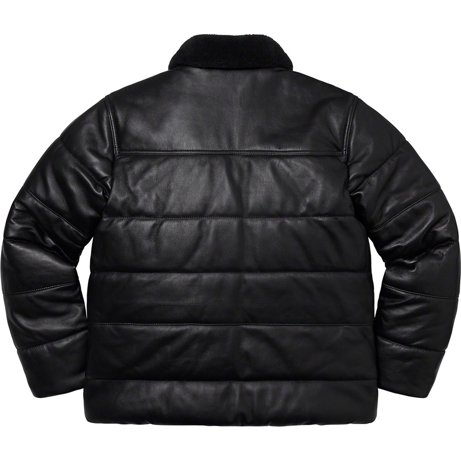 Details on Supreme Schott Shearling Collar Leather Puffy Jacket Black from fall winter
                                                    2021 (Price is $948)