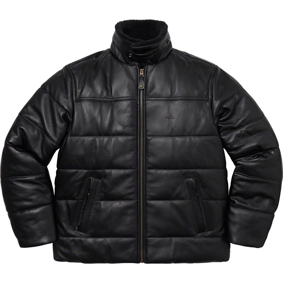 Details on Supreme Schott Shearling Collar Leather Puffy Jacket Black from fall winter
                                                    2021 (Price is $948)