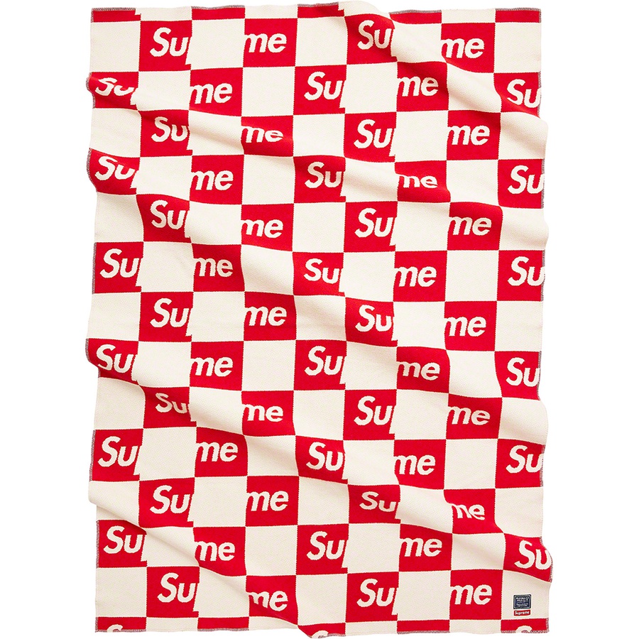Details on Supreme Faribault Woolen Mill Checkerboard Wool Throw Red from fall winter
                                                    2021 (Price is $348)