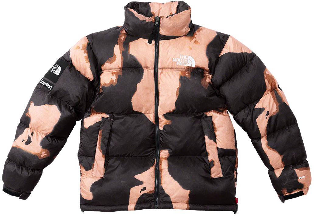 The North Face Bleached Denim Print Nuptse Jacket - fall winter