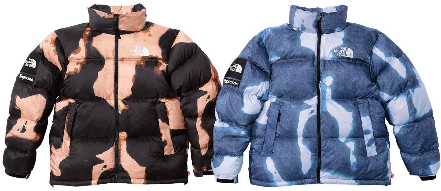 The North Face Bleached Denim Print Nuptse Jacket - fall winter