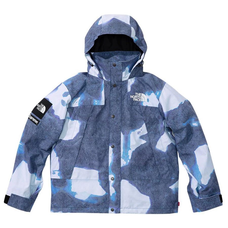 Details on Supreme The North Face Bleached Denim Print Mountain Jacket  from fall winter
                                                    2021 (Price is $388)