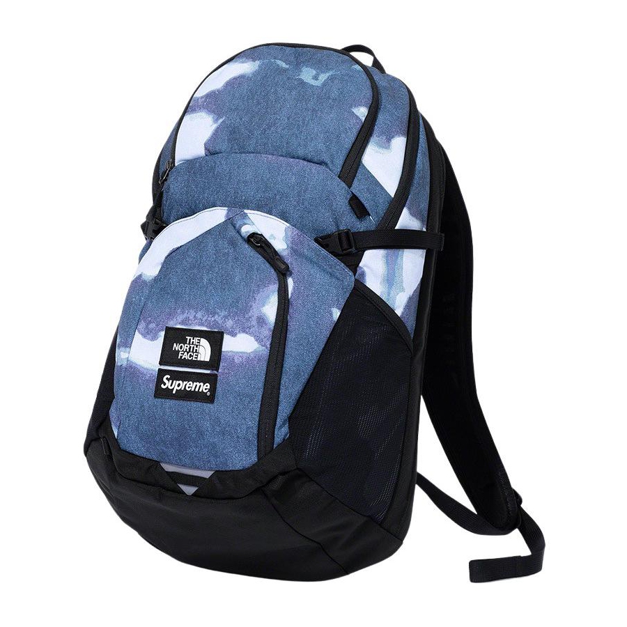 Details on Supreme The North Face Bleached Denim Print Pocono Backpack  from fall winter 2021 (Price is $148)