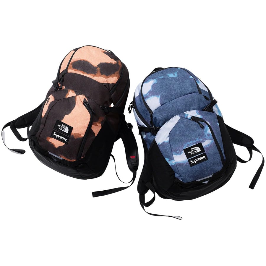 Details on Supreme The North Face Bleached Denim Print Pocono Backpack from fall winter 2021 (Price is $148)