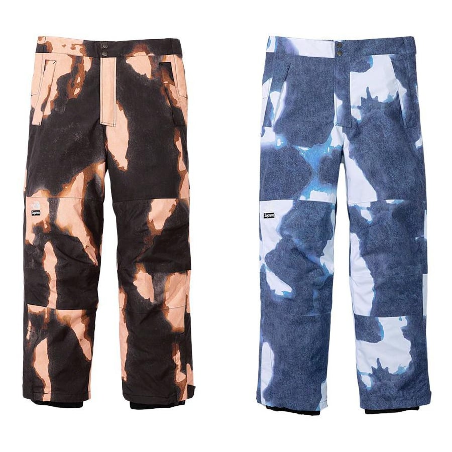 Details on Supreme The North Face Bleached Denim Print Mountain Pant from fall winter 2021 (Price is $298)