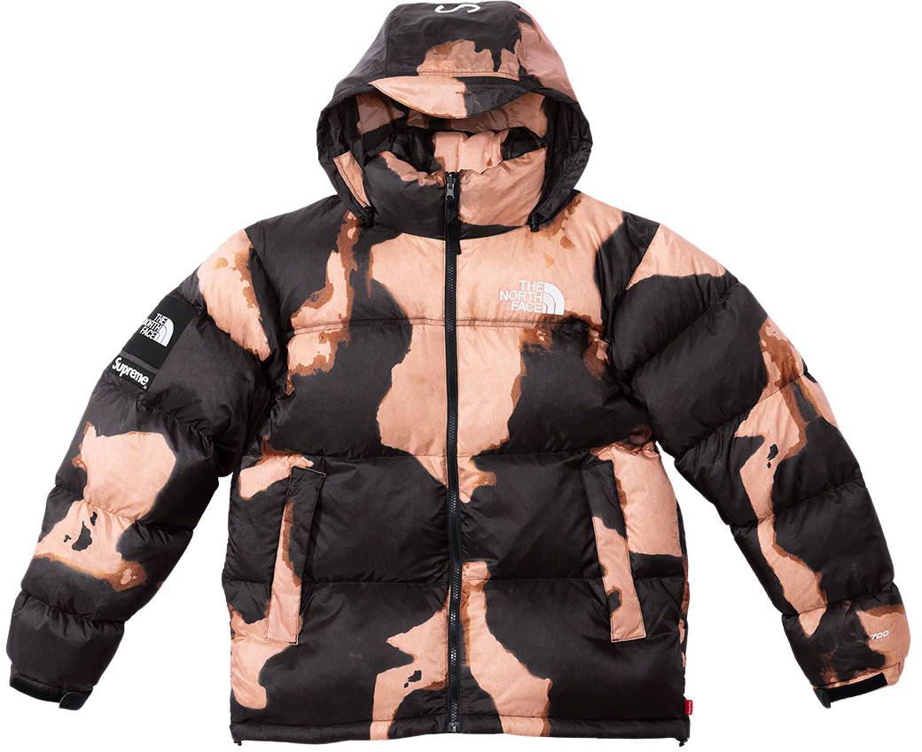 The North Face Bleached Denim Print Nuptse Jacket - fall winter