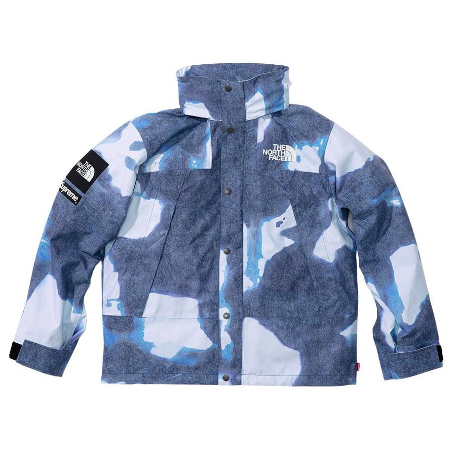 Details on Supreme The North Face Bleached Denim Print Mountain Jacket  from fall winter 2021 (Price is $388)