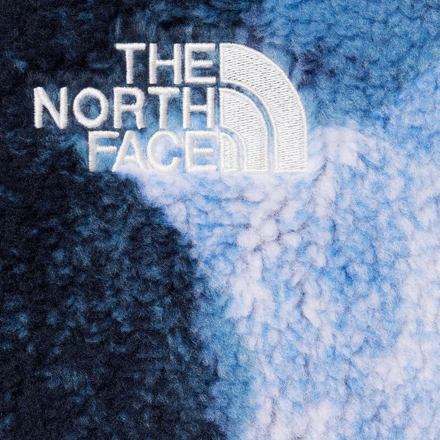 Details on Supreme The North Face Bleached Denim Print Fleece Jacket Indigo from fall winter
                                                    2021 (Price is $298)
