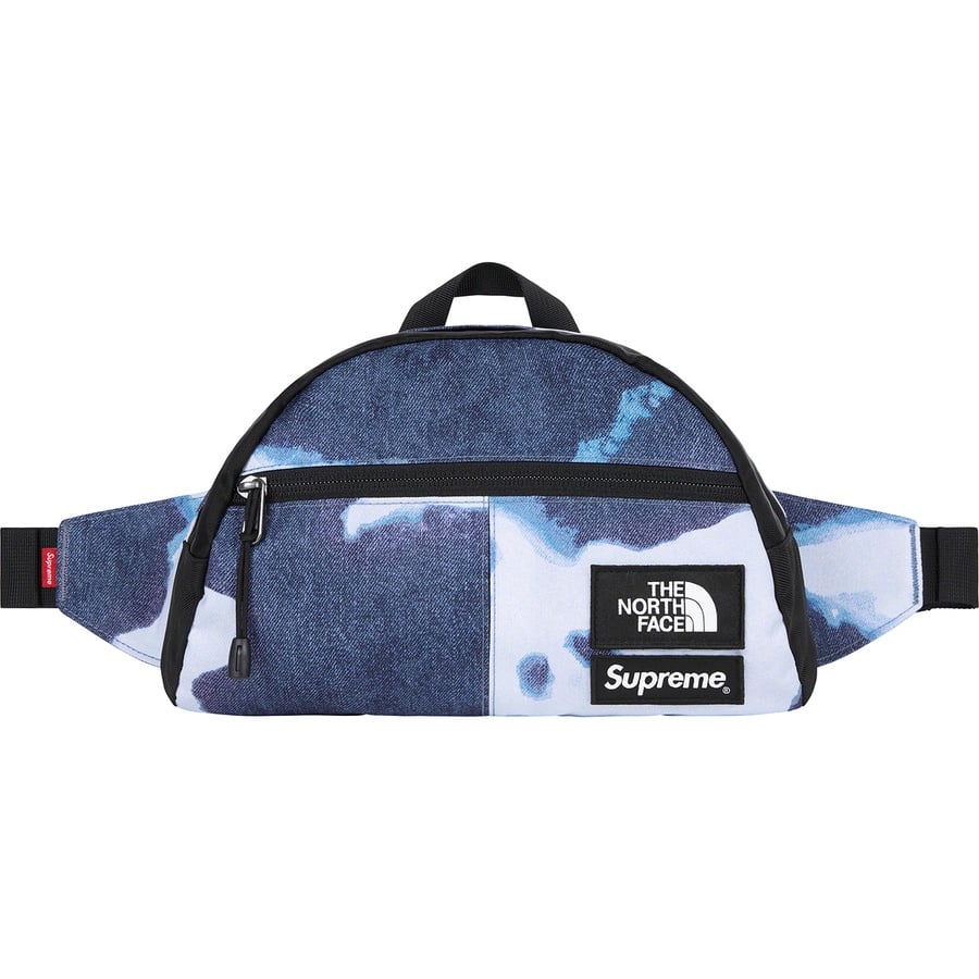 Details on Supreme The North Face Bleached Denim Print Roo II Indigo from fall winter 2021 (Price is $88)