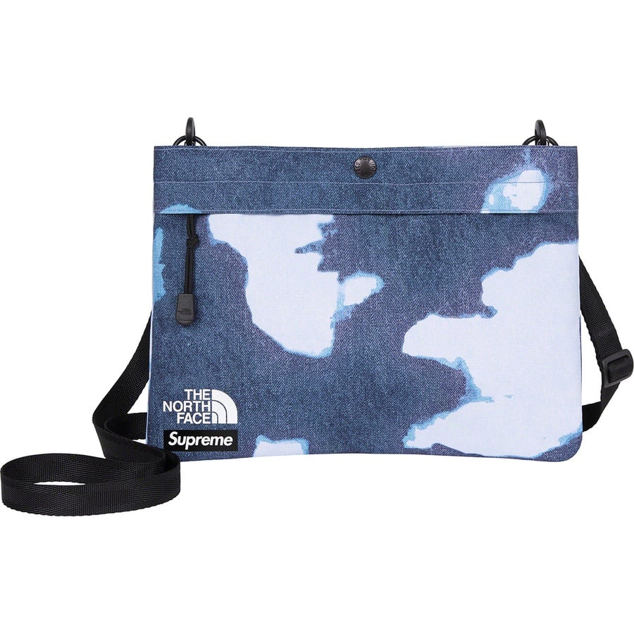 Details on Supreme The North Face Bleached Denim Print Shoulder Bag Indigo from fall winter
                                                    2021 (Price is $58)