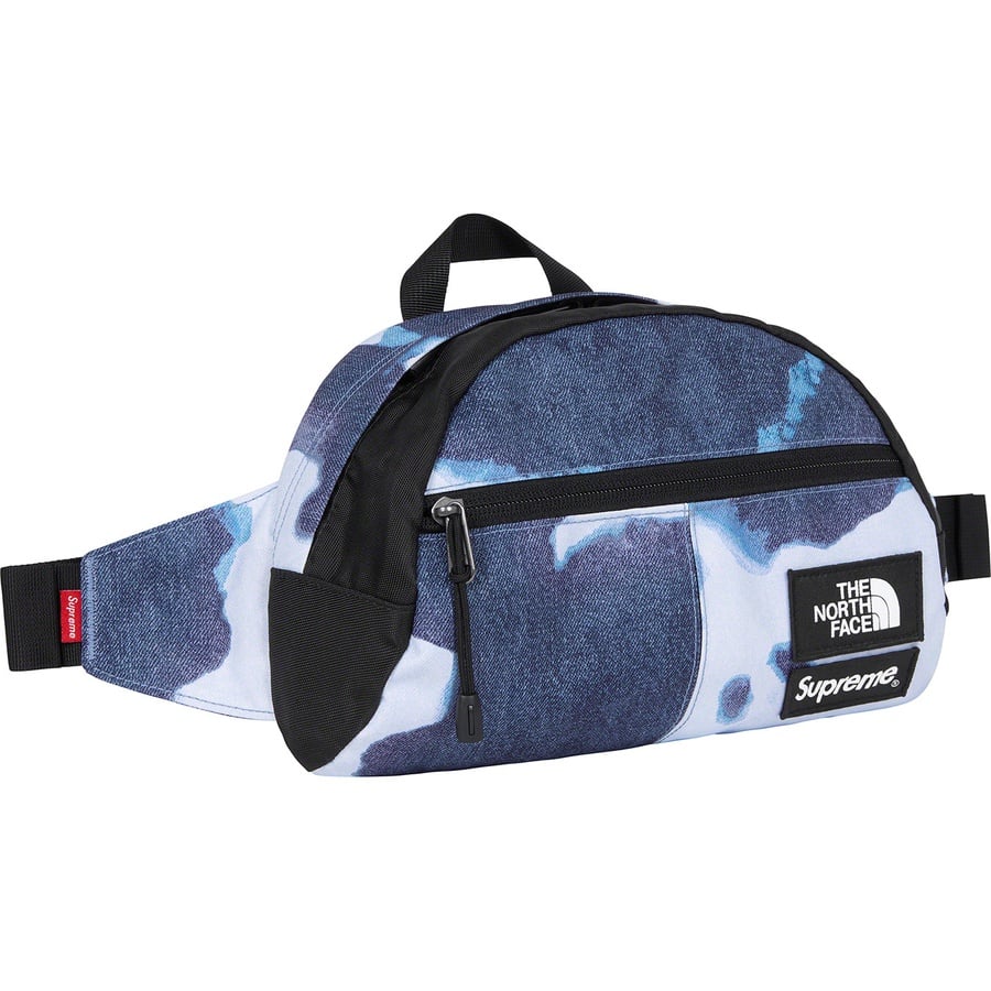 Details on Supreme The North Face Bleached Denim Print Roo II Indigo from fall winter 2021 (Price is $88)