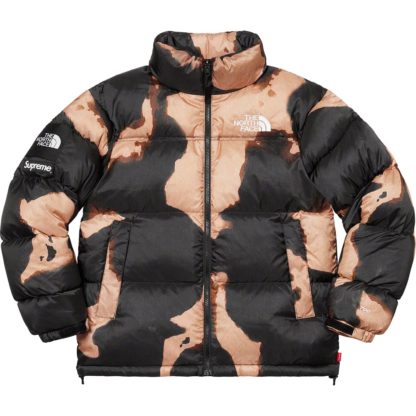 The North Face Bleached Denim Print Nuptse Jacket   fall winter