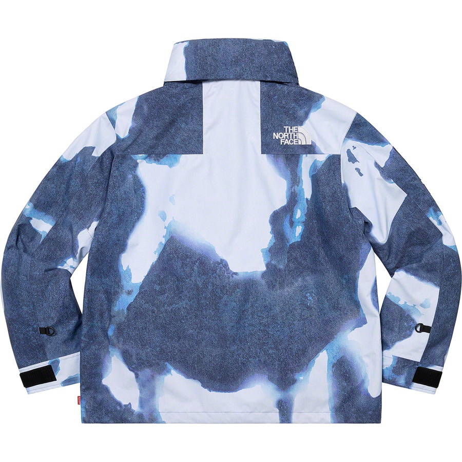 Details on Supreme The North Face Bleached Denim Print Mountain Jacket Indigo from fall winter 2021 (Price is $388)