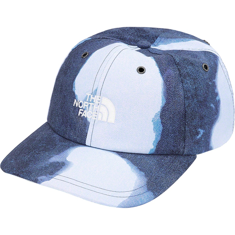 Details on Supreme The North Face Bleached Denim Print 6-Panel Indigo from fall winter
                                                    2021 (Price is $54)