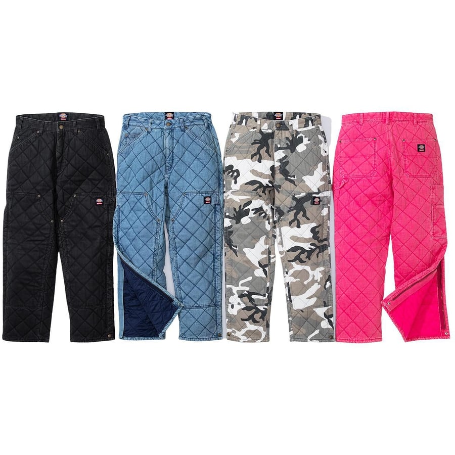 Details on Supreme Dickies Quilted Double Knee Painter Pant from fall winter 2021 (Price is $168)