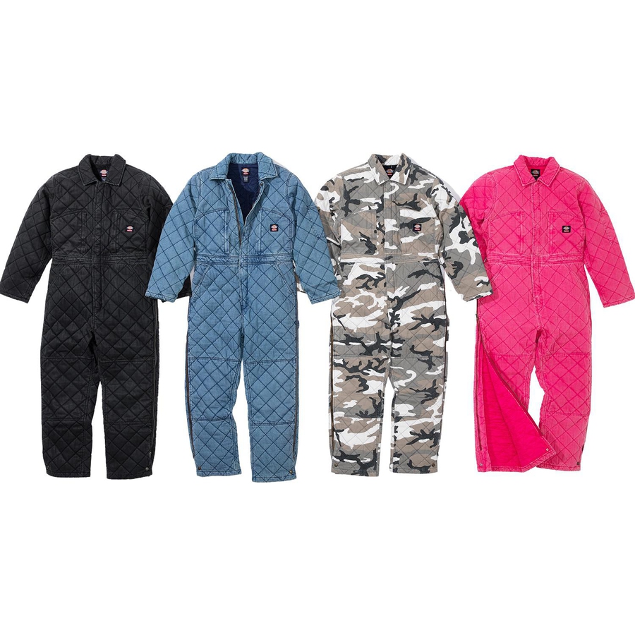 Details on Supreme Dickies Quilted Coverall from fall winter
                                            2021 (Price is $228)