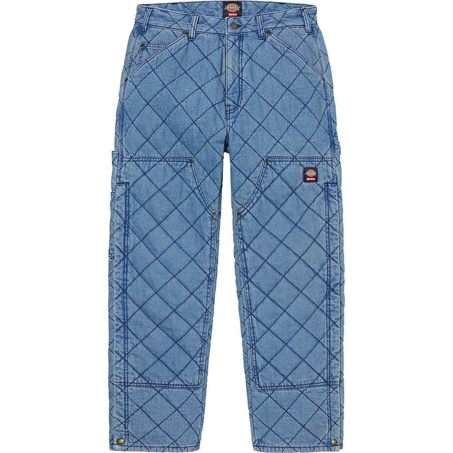 Details on Supreme Dickies Quilted Double Knee Painter Pant Denim from fall winter 2021 (Price is $168)
