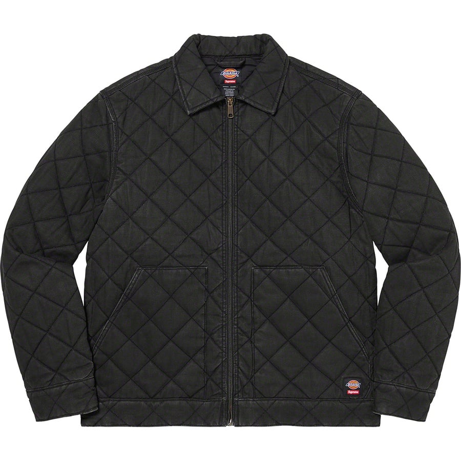 Details on Supreme Dickies Quilted Work Jacket Black from fall winter 2021 (Price is $168)