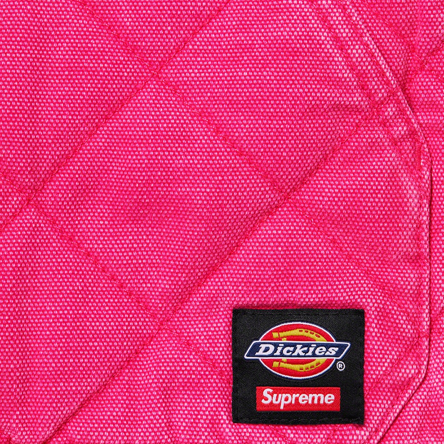 Details on Supreme Dickies Quilted Work Jacket Pink from fall winter
                                                    2021 (Price is $168)