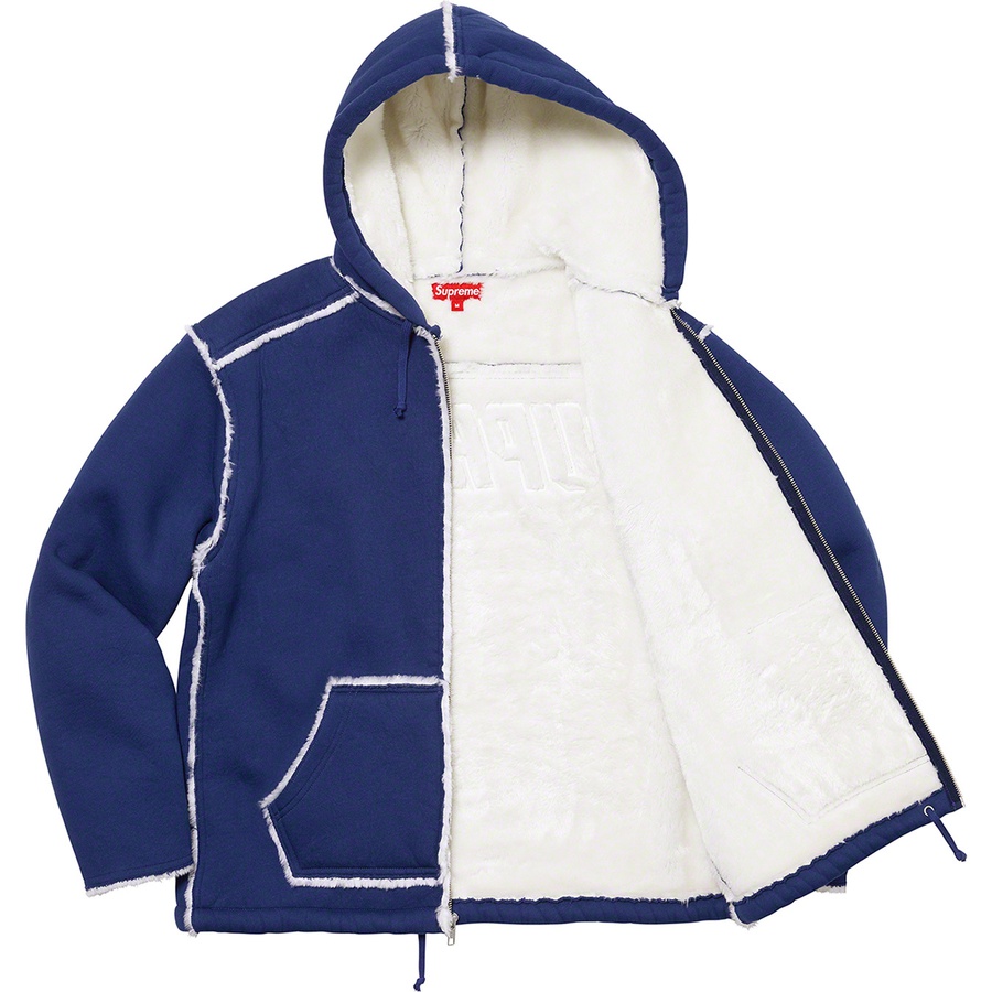 Details on Faux Shearling Hooded Jacket Bright Navy from fall winter
                                                    2021 (Price is $228)