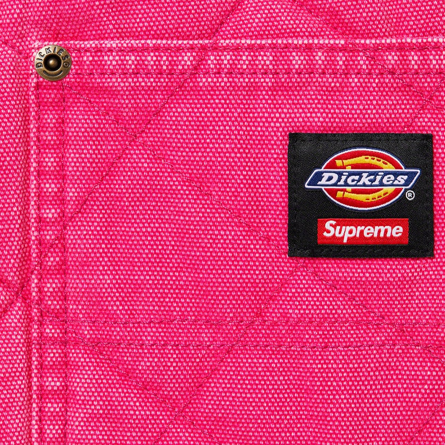 Details on Supreme Dickies Quilted Double Knee Painter Pant Pink from fall winter
                                                    2021 (Price is $168)