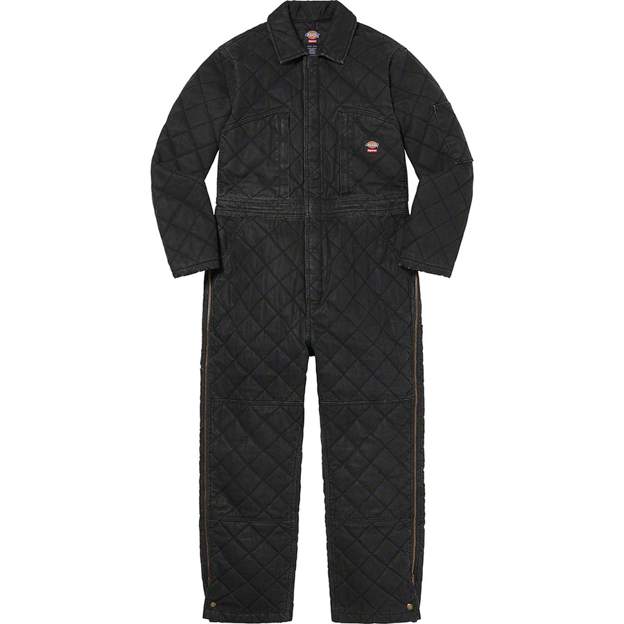 Details on Supreme Dickies Quilted Coverall Black from fall winter
                                                    2021 (Price is $228)