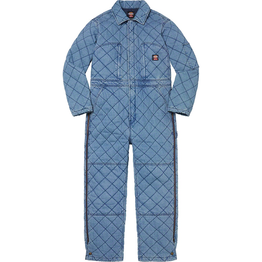 Details on Supreme Dickies Quilted Coverall Denim from fall winter
                                                    2021 (Price is $228)