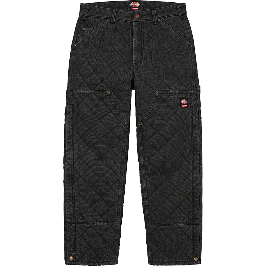 Details on Supreme Dickies Quilted Double Knee Painter Pant Black from fall winter 2021 (Price is $168)