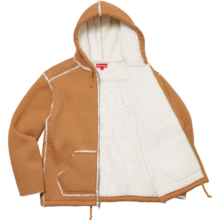 Details on Faux Shearling Hooded Jacket Tan from fall winter
                                                    2021 (Price is $228)