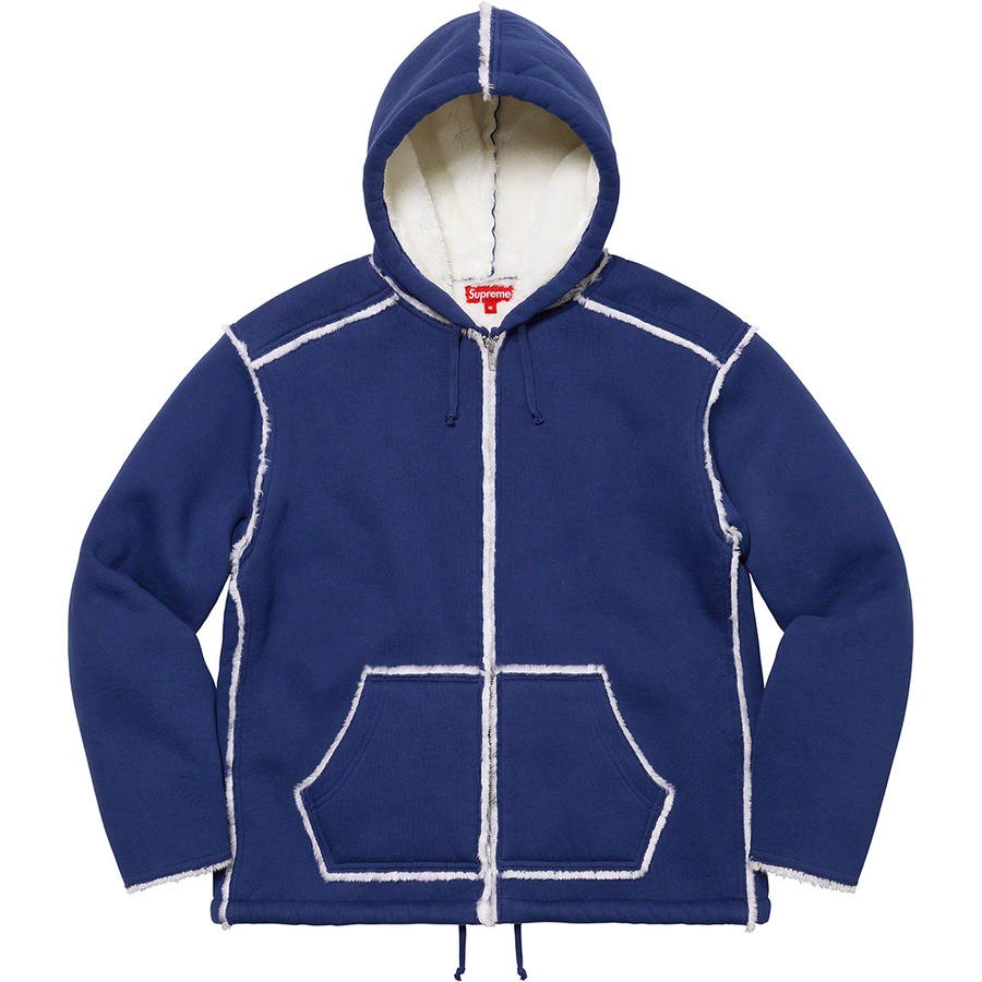 Details on Faux Shearling Hooded Jacket Bright Navy from fall winter
                                                    2021 (Price is $228)