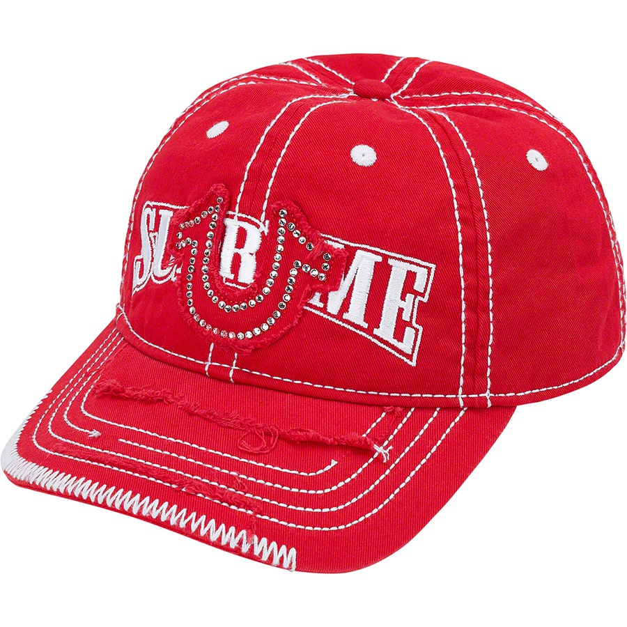 Details on Supreme True Religion 6-Panel Red from fall winter
                                                    2021 (Price is $78)