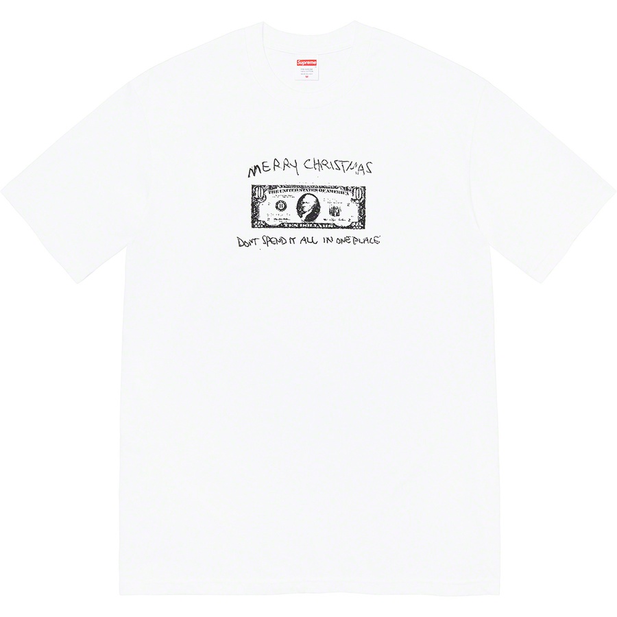 Details on Spend It Tee White from fall winter 2021 (Price is $38)