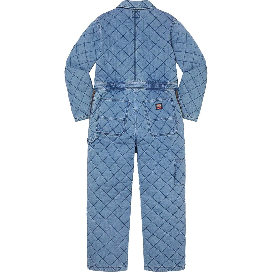Details on Supreme Dickies Quilted Coverall Denim from fall winter
                                                    2021 (Price is $228)