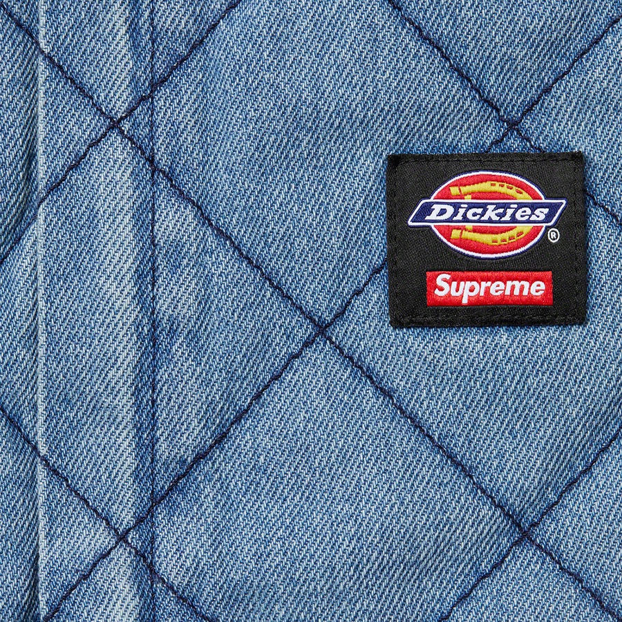 Details on Supreme Dickies Quilted Coverall Denim from fall winter 2021 (Price is $228)