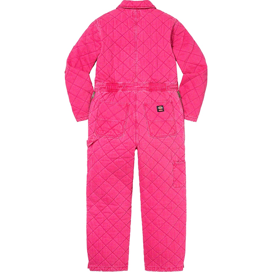 Details on Supreme Dickies Quilted Coverall Pink from fall winter
                                                    2021 (Price is $228)